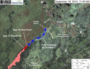 USGS 9-19-14 map showing the June 27th lava flow and projected path