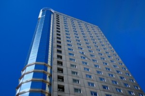 View of Boston skyscraper from below