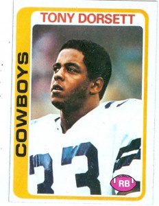 Dallas Cowboys player Tony Dorsett's rookie card