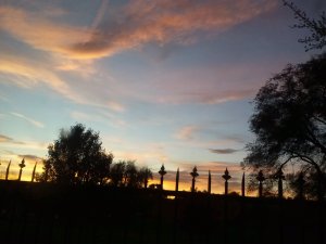 Fence silhouetted against the sunset in Winchester, VA