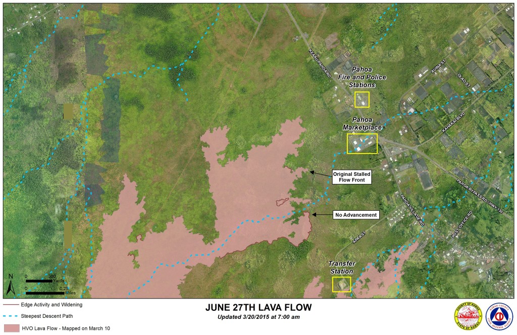 Mar 20, 2015, map of Jun 27, 2014, Kilauea lava flow from Hawaii County Civil Defense