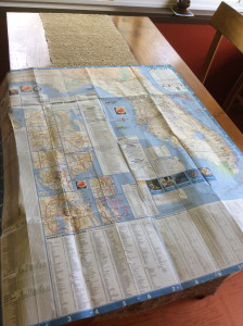 Florida road map open on dining table