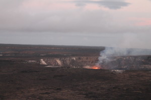 A closer view of Halema‘uma‘u Crater from trail by Judy K. Walker