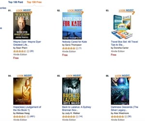 Screenshot of Kindle Top 100 Free from Sept 30, 2015, by Judy K. Walker