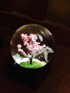 Spider spikes on snow globe by Judy K. Walker