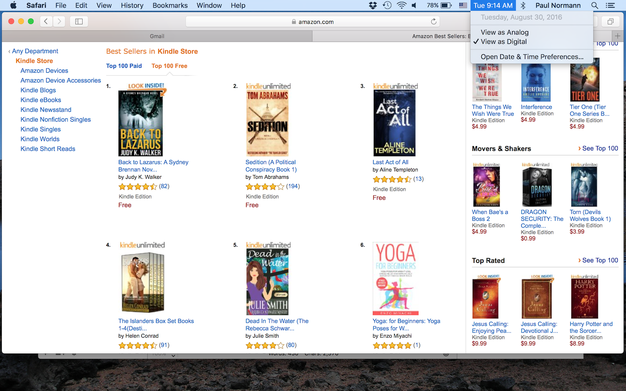 Kindle Free store rankings by Judy K. Walker