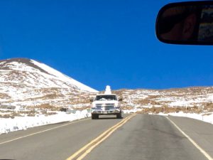 Pickup truck with snowman on the back by Judy K. Walker