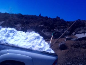 Snow tools on a pickup by Judy K. Walker