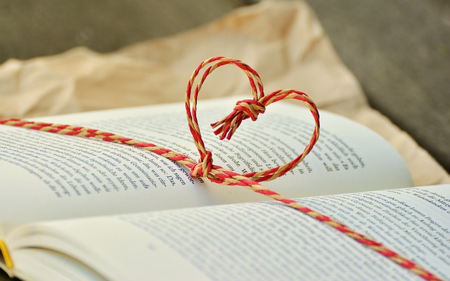 Book marked with heart