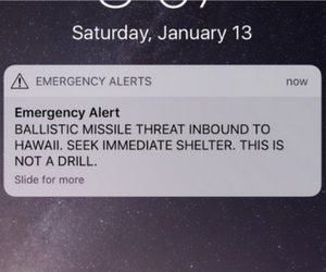 Screenshot of a cell phone displaying a Hawaii ballistic missile emergency alert