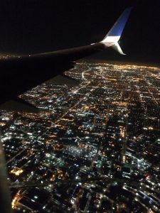 View of LA from the air at night