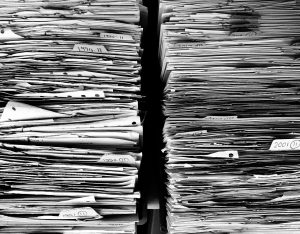 Stack of paper in black and white