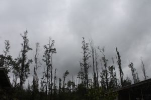 View of the overcast sky in lower Puna, Hawaii Island, on May 31, 2018