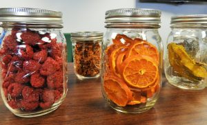 Jars of preserved fruit