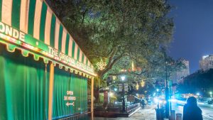 NEW ORLEANS - FEBRUARY 9, 2016: Night view of Cafe Du Monde on Mardi Gras.